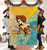 Surfing 5 24 Sherpa Blanket with Soothing Sea Pattern